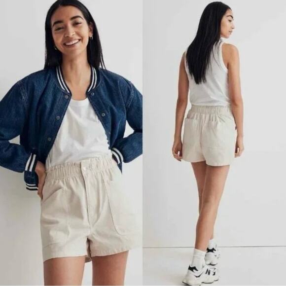 Madewell Pull-on Paperbag Utility Shorts: Garment-Dyed  Vintage Linen - Size 31 - Picture 1 of 14